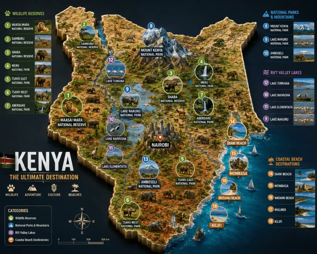 Illustrated map of Kenya
